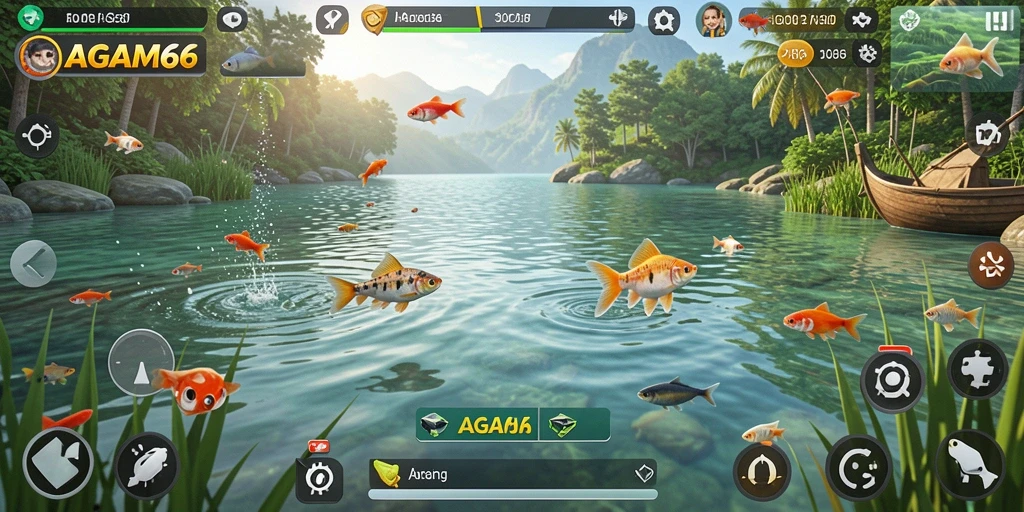 Screenshot AGAM66 menampilkan gameplay memancing yang seru dan menantang.