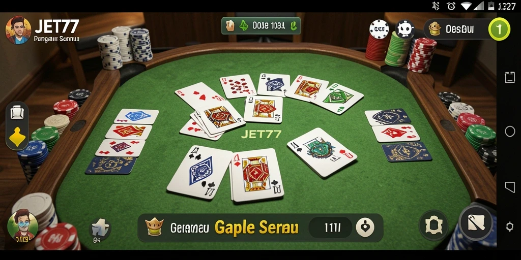 Tampilan gameplay JET77 yang menarik saat bermain Gaple.