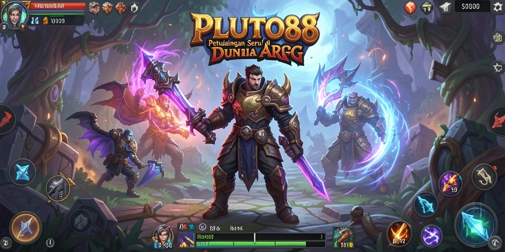 Screenshot gameplay menampilkan pertarungan epik di dunia fantasi ARPG.