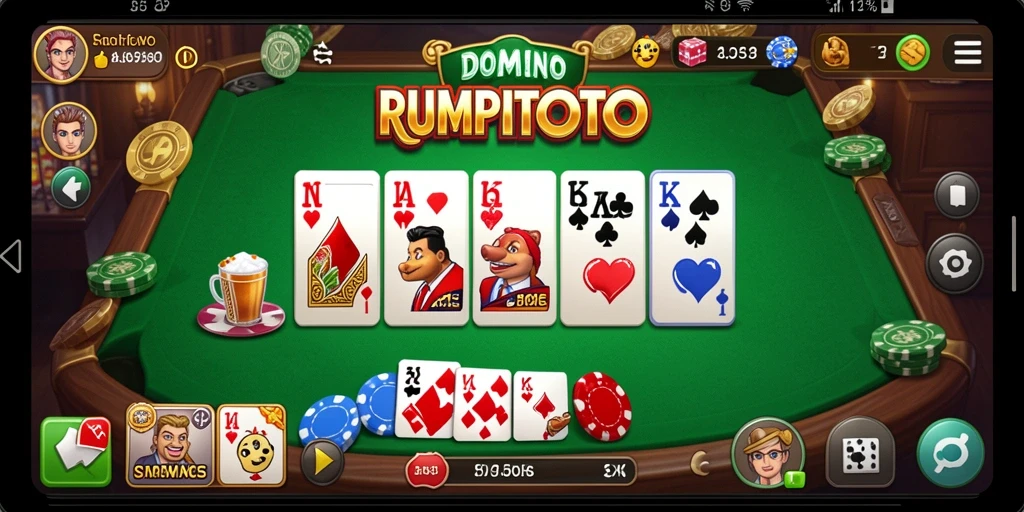 Gameplay seru dari RUMPITOTO dengan domino klasik.