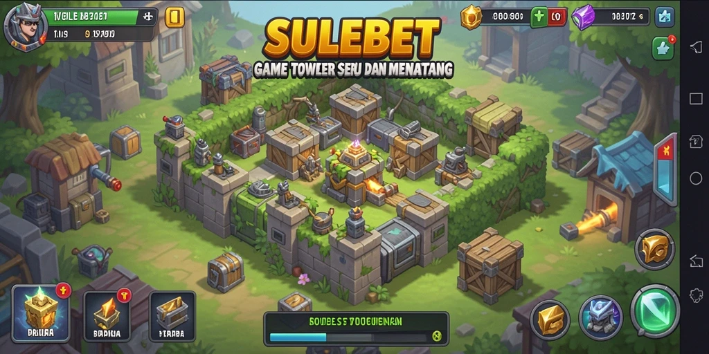 Screenshot menunjukkan aksi pertempuran Tower Defense yang mendebarkan.